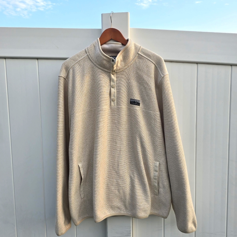 Eddie Bauer Heather Oatmeal Sweater Fleece Quarter-Snap Pullover EB001061 | XL